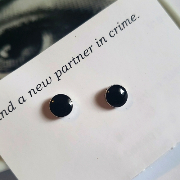 925 Sterling Silver Other - NWT men's studs earrings MICRO Onyx Stone ON 925 Sterling Silver 1 PAIR